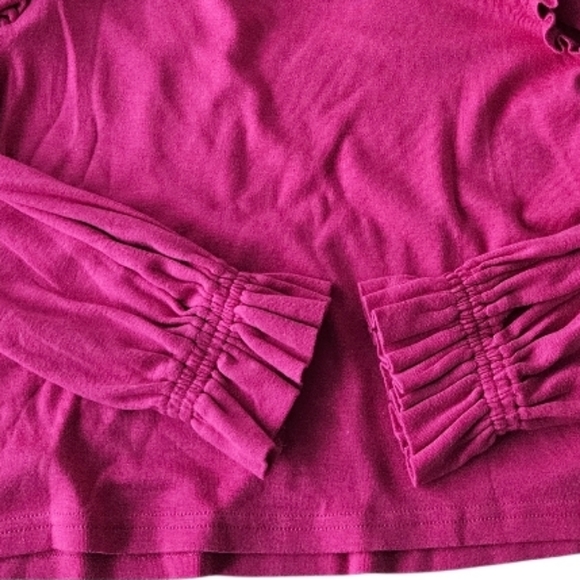 NWT Polo by Ralph Lauren Girls 12-14  Dark Fuchsia Ruffle Long Sleeve Tee - Picture 7 of 7